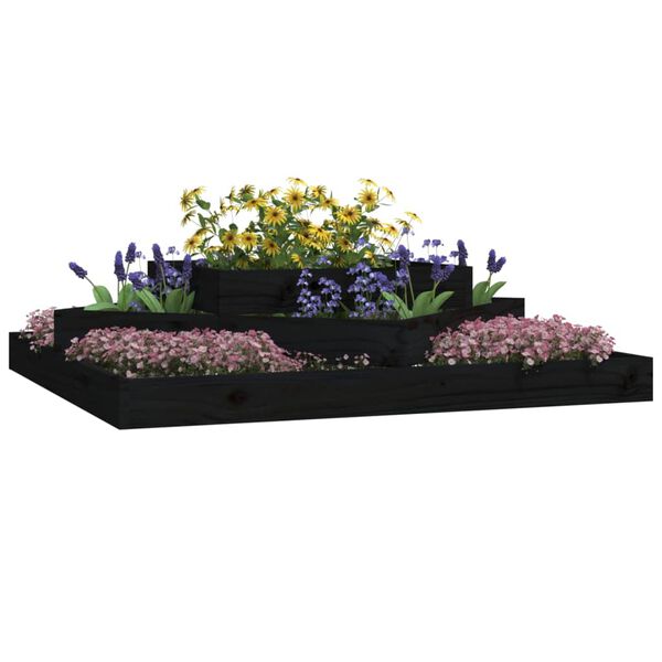 vidaXL Plantekasse svart 112x112x27 cm heltre furu