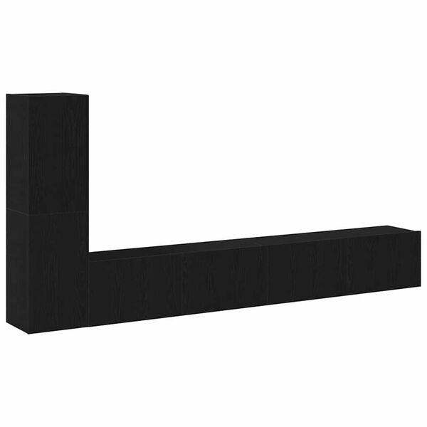 vidaXL TV-benksett Veggmontert Svart Eik Konstruert tre