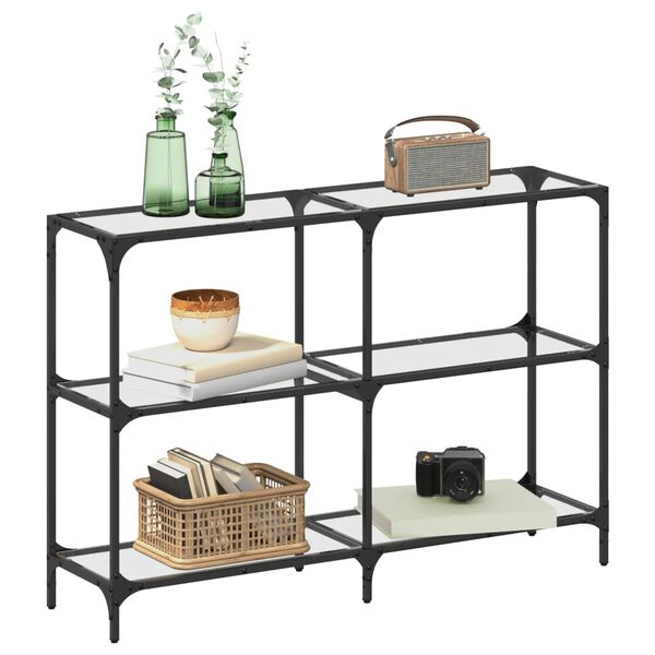 vidaXL Konsollbord med gjennomsiktig glassplate 118,5x30x81 cm stål