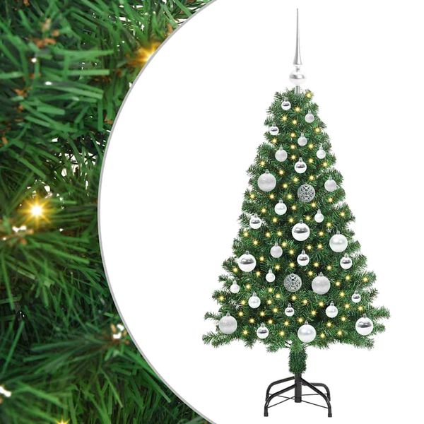 vidaXL Kunstig juletre med 150 LED gr&oslash;nn 120 cm PVC og St&aring;l og Plast