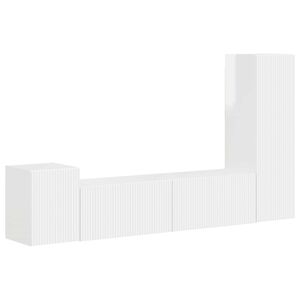 vidaXL TV-benksett Veggmontert 4 pcs H&oslash;yglanset hvit Konstruert tre