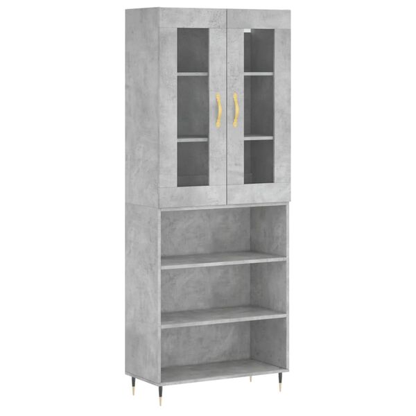 vidaXL Highboard betonggrå 69,5x34x180 cm konstruert tre