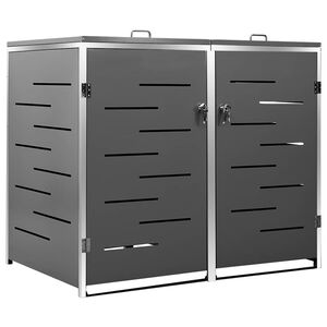 vidaXL S&oslash;ppeldunkskur dobbelt 138x77,5x115 cm rustfritt st&aring;l