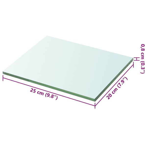 vidaXL Hyllepanel klart glass 20x25 cm