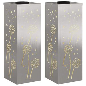 vidaXL Solenergi LED stibelys 2 stk. Varmhvit 18 x 18 x 50 cm