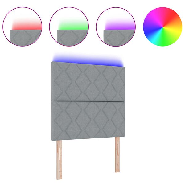 vidaXL Hodegavl med LED -stripelys med hodegjerde Lysegrå 100 cm stoff