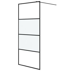 vidaXL Dusjvegg svart 90x195 cm halvfrostet ESG-glass