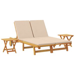 vidaXL Solstol med pute Beige Solid akasietre