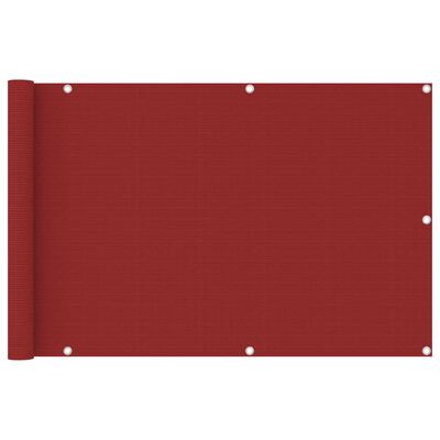 vidaXL Balkongskjerm rød 90x400 cm HDPE