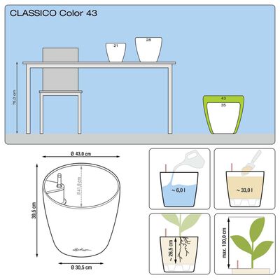LECHUZA Plantekasse Classico Color 43 ALL-IN-ONE hvit 13230
