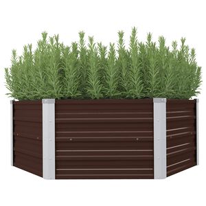 vidaXL Forh&oslash;yet hagebed brun 129x129x45 cm galvanisert st&aring;l
