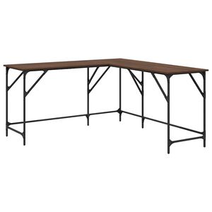 vidaXL Skrivebord brun eik 149x149x75 cm konstruert tre
