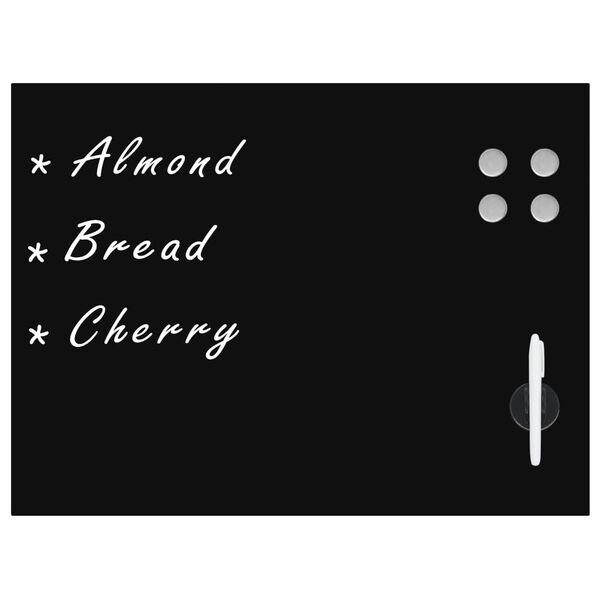 vidaXL Veggmontert magnetisk tavle glass svart 80x60 cm