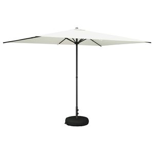 vidaXL Hageparasol med base 200 x 300 cm Polyester Rektangul&aelig;r Krem