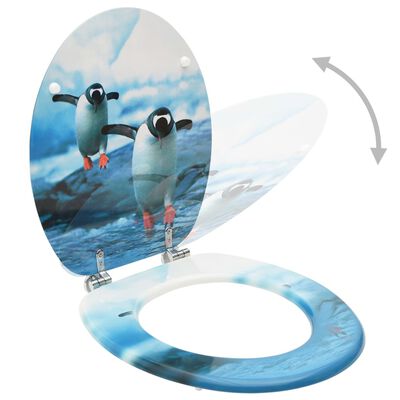 vidaXL Toalettseter med lokk 2 stk MDF pingvindesign
