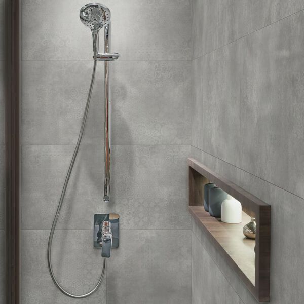 Grosfillex Veggbelegg flis Gx Wall+ 5 stk sement blomster 45x90 cm gr&aring;