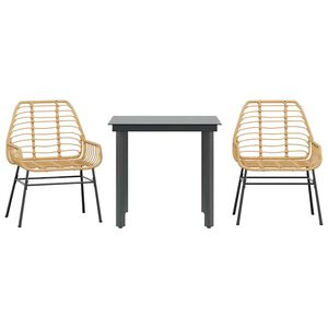 vidaXL Hagespisegruppe 3 deler brun polyrotting glass