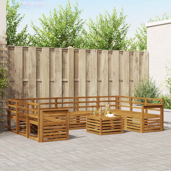 vidaXL Sofasett 10 pcs Naturlig Solid akasietre
