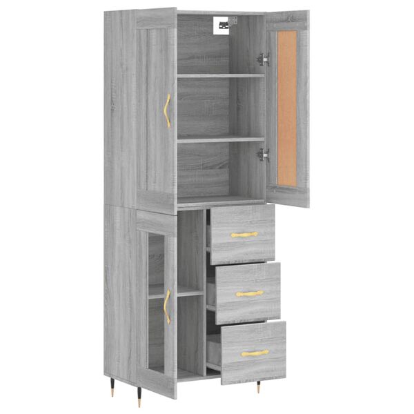 vidaXL Highboard gr&aring; sonoma 69,5x34x180 cm konstruert tre