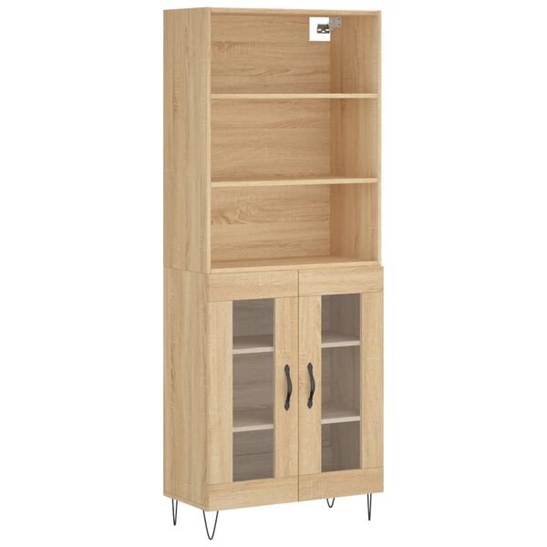 vidaXL Highboard sonoma eik 69,5x34x180 cm konstruert tre