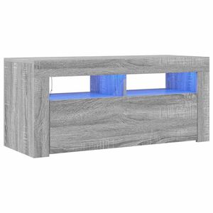vidaXL TV-benk med LED-lys gr&aring; sonoma 90x35x40 cm