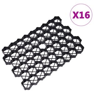 vidaXL Gressarmeringsmatter 16 stk svart 60x40x3 cm plast