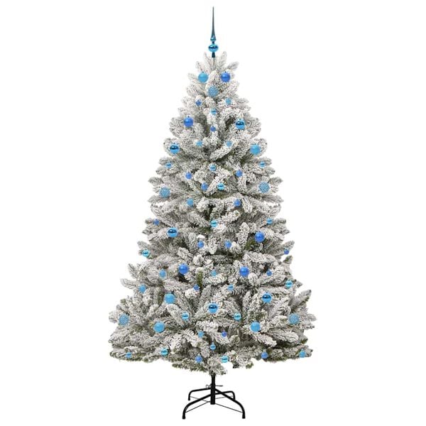 vidaXL Kunstig juletre med 300 LED Gr&oslash;nn og hvit 210 cm PVC og metall