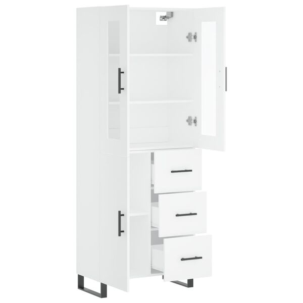vidaXL Highboard hvit 69,5x34x180 cm konstruert tre