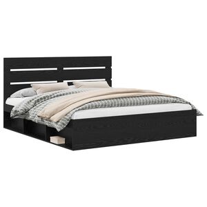 vidaXL Sengestamme med hodegjerde Svart 200 x 200 cm Massiv furu