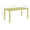 vidaXL Spisebord til hage 170x75,5x77 cm impregnert furu