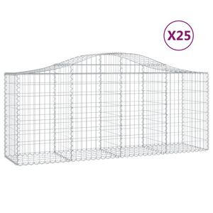 vidaXL Gabionkurver buede 25 stk 200x50x80/100 cm galvanisert jern