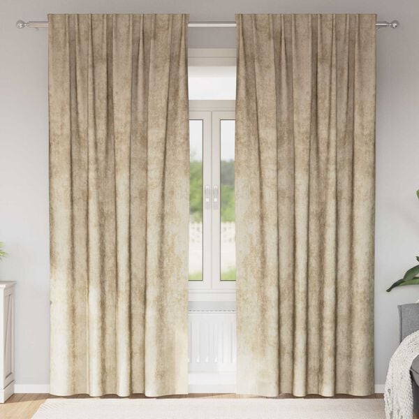 vidaXL Fl&oslash;yel Gardiner med gardiner 2 pcs Krem 225 x 140 cm Fl&oslash;yel