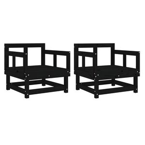vidaXL Hagestoler 2 stk svart heltre furu