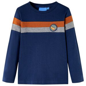 T-skjorte for barn med lange ermer marinebl&aring; 104