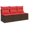 vidaXL Hagesofa med puter 3-seters brun polyrotting