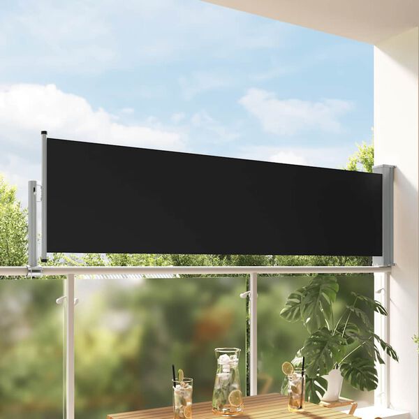 vidaXL Uttrekkbar sidemarkise 80x300 cm svart