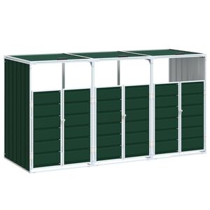 vidaXL S&oslash;ppeldunkskur for 3 dunker gr&oslash;nn 216x81x115 cm St&aring;l