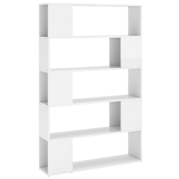 vidaXL Bokhylle/romdeler h&oslash;yglans hvit konstruert tre