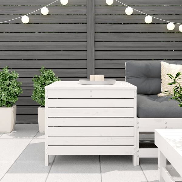 vidaXL Hagefotskammel hvit 62x63,5x53,5 cm heltre furu
