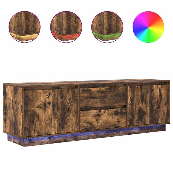 vidaXL TV-benk med LED-lys r&oslash;kt eik 160,5x41x50 cm