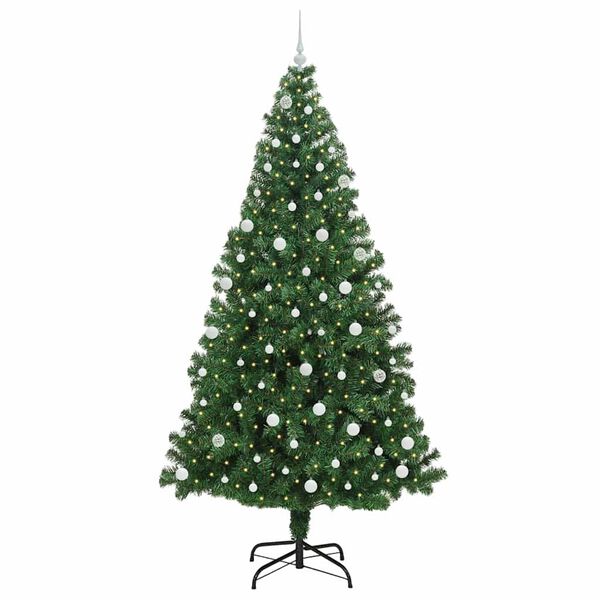 vidaXL Kunstig juletre med 300 LED gr&oslash;nn 240 cm PVC og St&aring;l og Plast