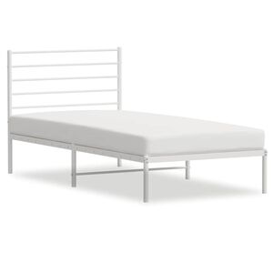 vidaXL Sengeramme i metall uten madrass med hodegavl hvit 75x190 cm