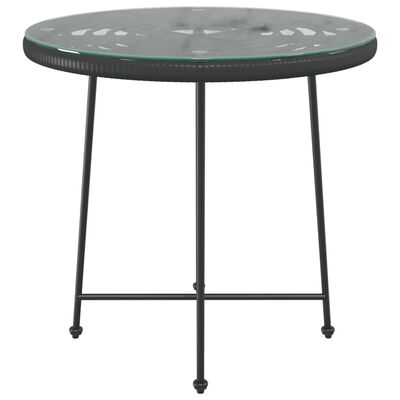vidaXL Spisebord svart Ø80 cm herdet glass og stål