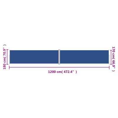 vidaXL Uttrekkbar sidemarkise 180x1200 cm blå