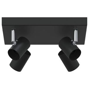 vidaXL Takspot med s&oslash;kelys Svart 26 x 26 x 11,5 cm Metall