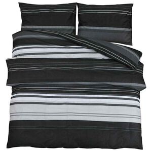 vidaXL Dynetrekksett svart stripe 200x200 cm bomull