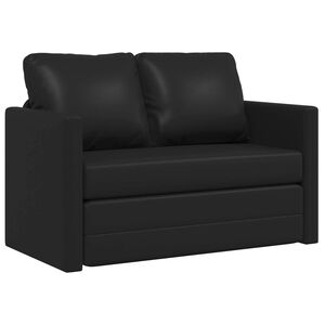 vidaXL Sammenleggbar Sofa seng Svart 112 x 60 x 55 cm Kunstl&aelig;r