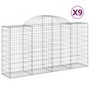vidaXL Gabionkurver buede 9 stk 200x50x100/120 cm galvanisert jern