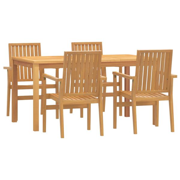vidaXL Hagespisegruppe 5 deler heltre teak