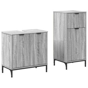 vidaXL Baderomsinnredningssett 2 pcs Gr&aring; Sonoma Ingeni&oslash;rtre og metall